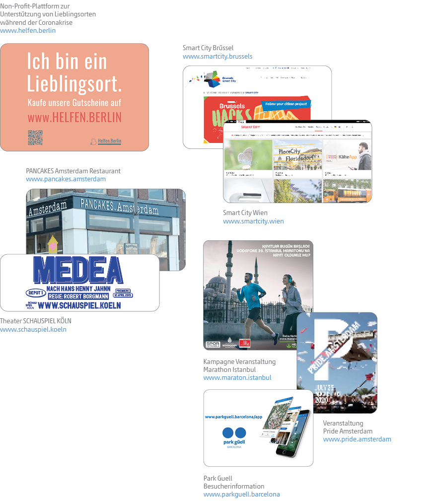 Übersicht Beispiele für Erfolgsfaktoren einer Digitalen Stadtmarke: Nutzungsrate, Sichtbarkeit, Wahrscheinlichkeit und Häufigkeit der Nutzung