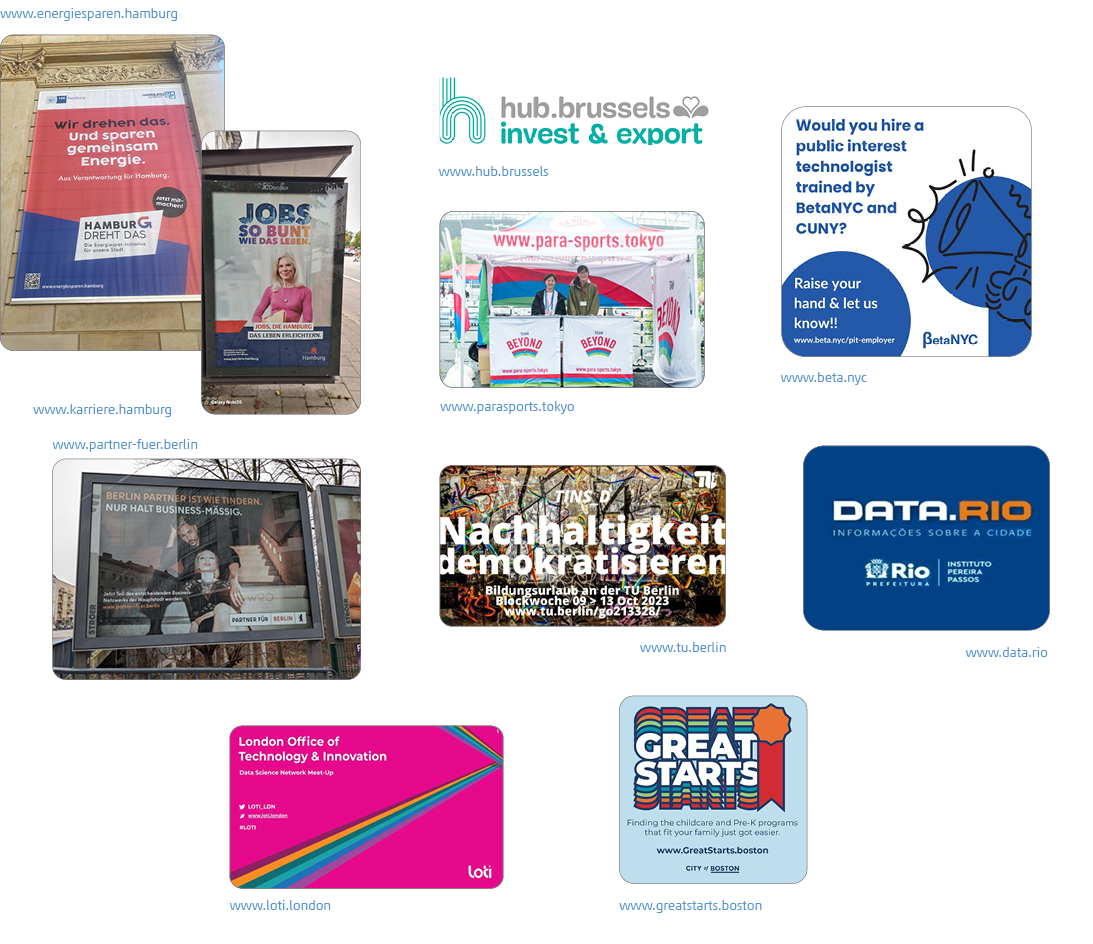 Übersicht Beispiele für Erfolgsfaktoren einer Digitalen Stadtmarke: Nutzungsrate, Sichtbarkeit, Wahrscheinlichkeit und Häufigkeit der Nutzung