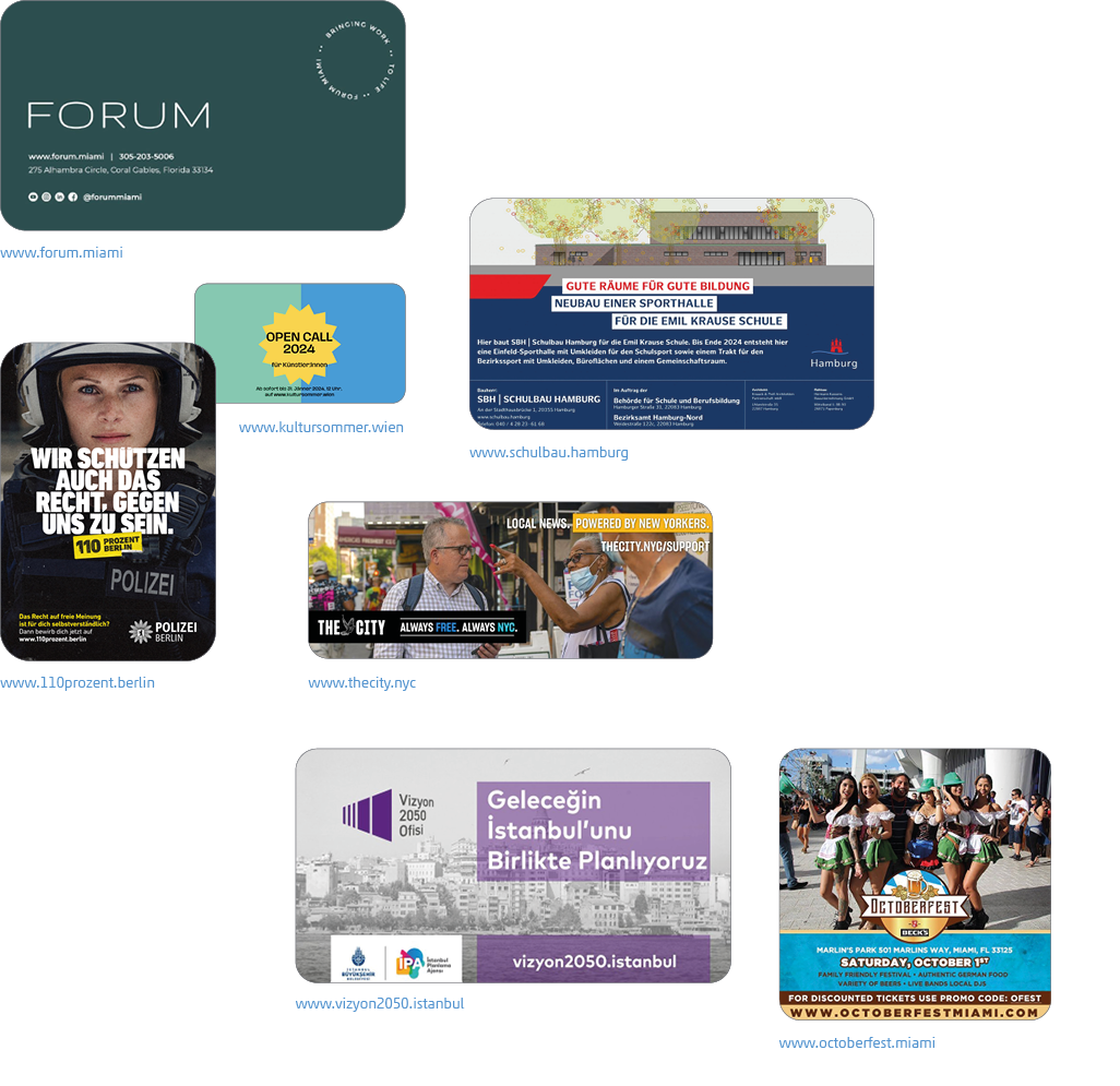 Übersicht Beispiele wie Digitale Stadtmarken lokale Recruiting-Kampagnen, Events und touristische Angebote unterstützen