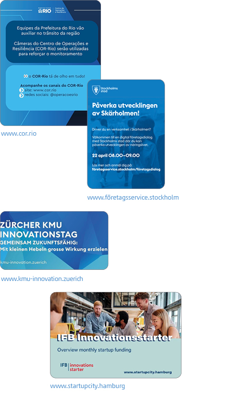Übersicht Beispiele für Erfolgsfaktoren einer Digitalen Stadtmarke: Nutzungsrate, Sichtbarkeit, Wahrscheinlichkeit und Häufigkeit der Nutzung